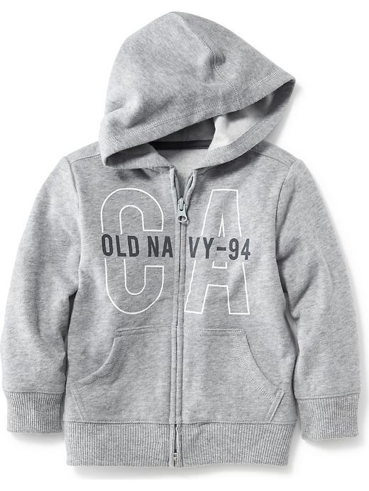 Old Navy Logo Zip Front Fleece Hoodie - Heather Grey