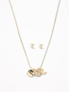 Old Navy  Crescent-moon Stud Earrings & Pendant Necklace Set For Women Gold Size One Size