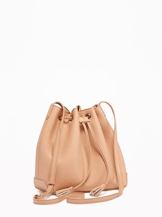 Old Navy Faux Leather Bucket Bag For Women - Nude