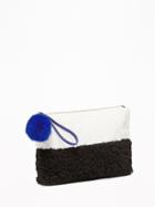 Old Navy Womens Two-tone Sherpa Clutch For Women Patchwork Size One Size