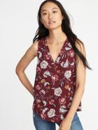 Old Navy Womens Relaxed Sleeveless V-neck Pintuck Top For Women Burgundy Size S