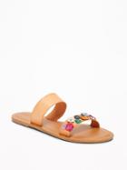 Old Navy Womens Flower-applique Double-strap Sandals For Women Vachetta Size 6