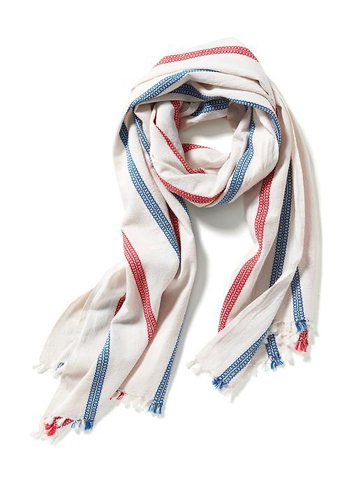 Old Navy Embroidered Stripe Scarf - White Stripe
