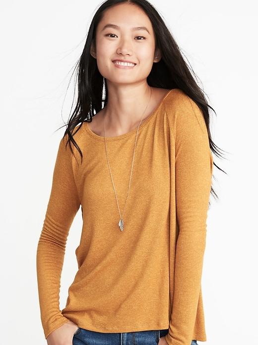 Old Navy Womens Loose Luxe Soft-spun Tee For Women Rust Yellow Size S