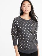 Old Navy Womens Relaxed French Terry Sweatshirt For Women Gray/gold Dots Size L