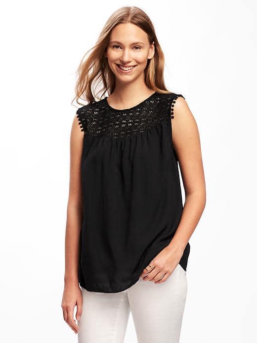 Old Navy Crochet Yoke Top For Women - Blackjack