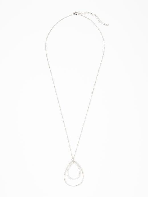Old Navy Pav Teardrop Pendant Necklace For Women - Silver