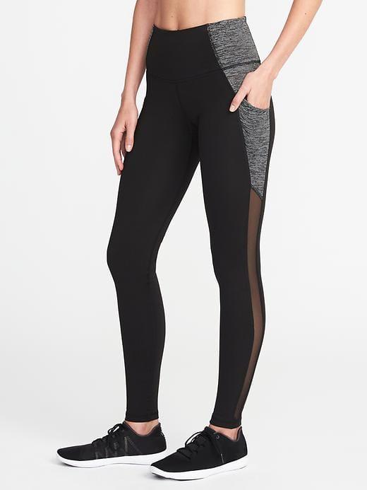 Old Navy High Rise Go Dry Side Pocket Compression Leggings For Women - Black