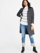 Old Navy Womens Herringbone Tweed Long-line Coat For Women Charcoal Size Xs