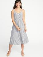 Old Navy Womens Fit & Flare Cami Midi Dress For Women Blue/white Stripe Size M