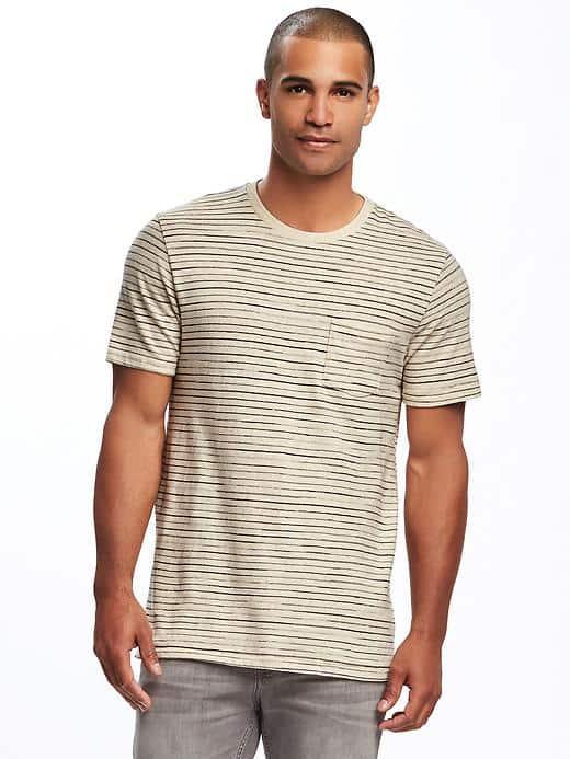 Old Navy Striped Linen Blend Tee For Men - Creme De La Creme