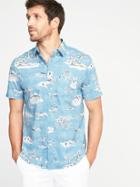 Old Navy Mens Regular-fit Built-in Flex Getaway Shirt For Men Sky Maintenance Size Xl