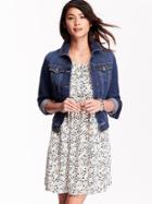 Old Navy Womens Denim Trucker Jackets Size L Tall - Dark Authentic 10