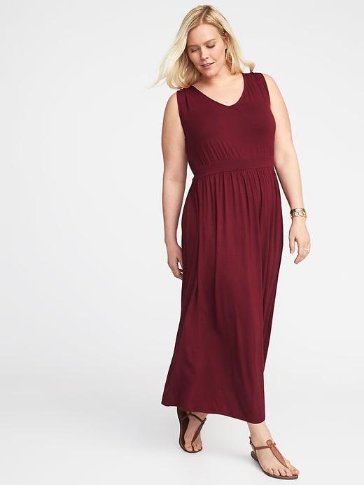 Old Navy Womens Empire-waist Plus-size V-neck Maxi Dress Golly Gee Garnet Size 2x