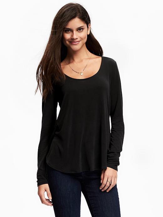 Old Navy Relaxed Tulip Hem Tee For Women - Black