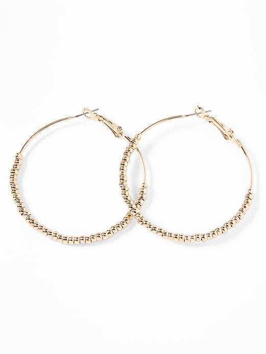 Old Navy Womens Metal Beaded Hoop Earrings For Women Gold Size One Size