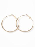 Old Navy Womens Metal Beaded Hoop Earrings For Women Gold Size One Size