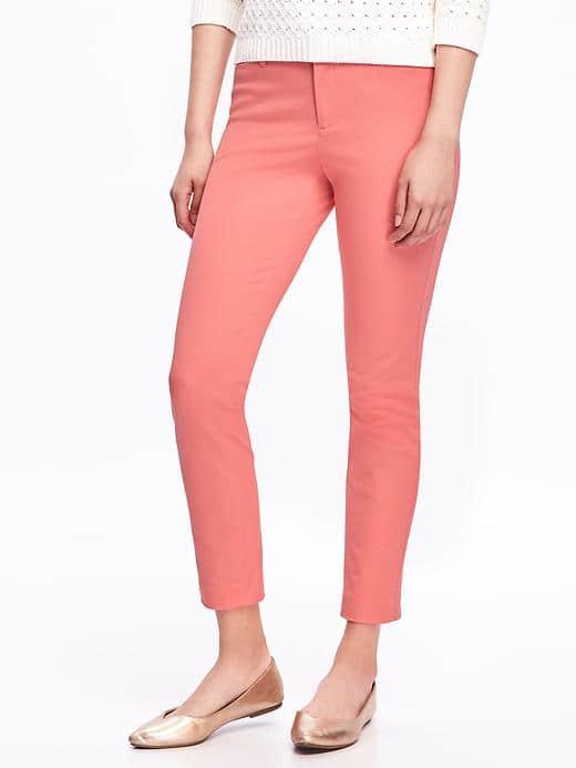 Old Navy Mid Rise Pixie Ankle Pants For Women - Coral Tropics