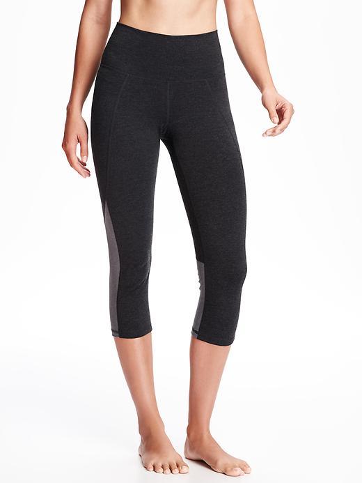 Old Navy Go Dry Color Block Cropped Yoga Pants For Women - Medium Gray Heather