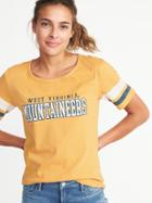 Old Navy Womens College-team Graphic Sleeve-stripe Tee For Women West Virginia Univ. Size M