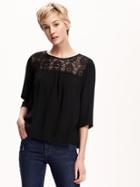 Old Navy Lace Sleeve Blouse For Women - Blackjack