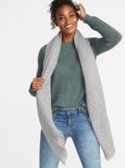 Old Navy Womens Fringed Textured-stripe Scarf For Women Gray Size One Size