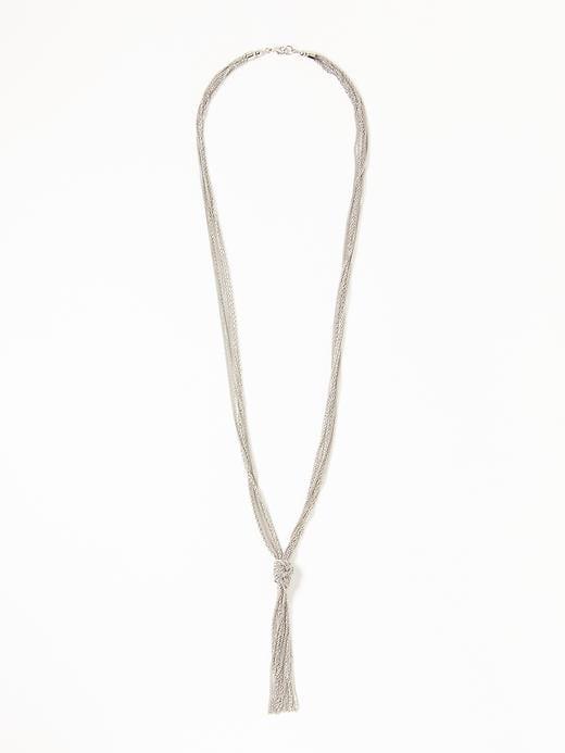 Old Navy Womens Knotted Multi-strand Chain Necklace For Women Silver Size One Size