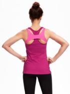 Old Navy Go Dry Performance Colorblock Strappy Tank For Women - Lingonberry Jam
