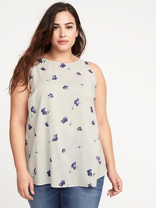 Old Navy Womens Plus-size High-neck Trapeze Tank Blue Stripe Size 2x
