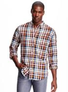 Old Navy Slim Fit Plaid Shirt For Men - Marion Berry