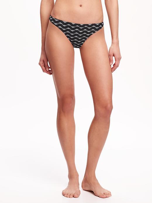 Old Navy Patterned Bikini Bottoms For Women - Black Geo