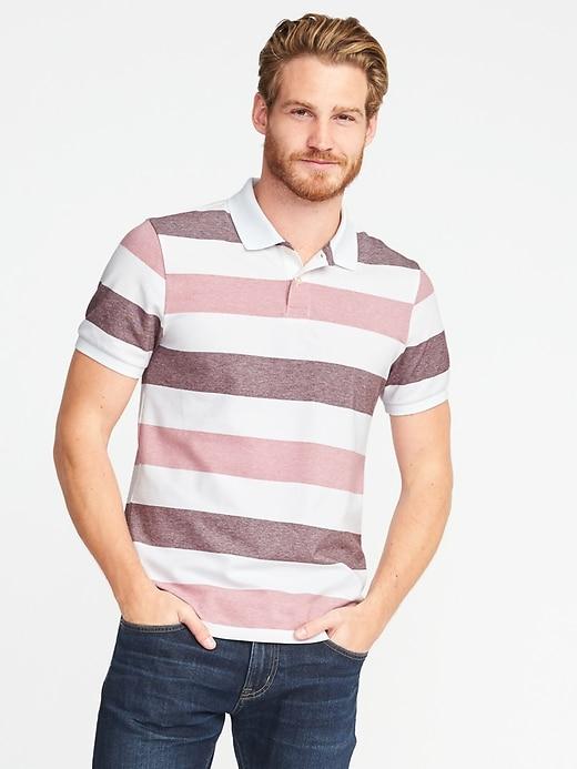 Old Navy Mens Built-in Flex Moisture-wicking Pro Polo For Men Red Stripe Size L