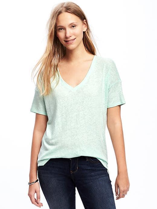 Old Navy Linen Blend Boyfriend Tee For Women - Mini Mint
