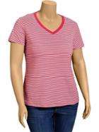 Old Navy Womens Plus Perfect V Neck Tees - Red Stripe