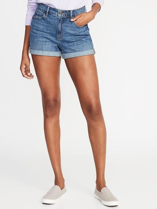 High-rise Secret-slim Pockets Cuffed Denim Shorts For Women - 3-inch Inseam