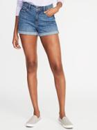 High-rise Secret-slim Pockets Cuffed Denim Shorts For Women - 3-inch Inseam