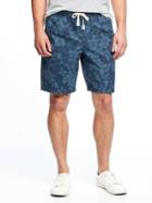 Old Navy Floral Print Twill Pull On Shorts For Men 9 - Blue Floral