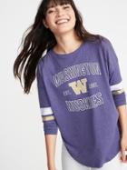 Old Navy Womens College-team Graphic Drop-shoulder Tee For Women Univ. Of Washington Size L