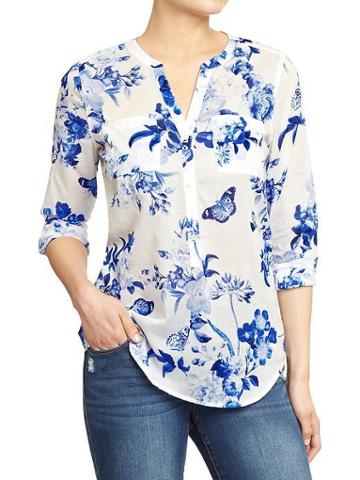 Old Navy Old Navy Womens Floral Printed Blouses - White Floral