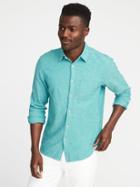 Old Navy Mens Slim-fit Linen-blend Shirt For Men Thermal Teal Size Xxl