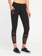 Old Navy Go Dry Mesh Trim 7/8 Length Leggings - Black