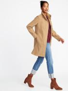 Old Navy Womens Boucl Flannel Funnel-neck Coat For Women Camel Size Xs