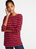 Old Navy Womens Relaxed Mariner-stripe Tee For Women Purple Stripe Size Xl