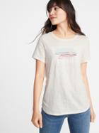 Old Navy Womens Everywear Graphic Slub-knit Tee For Women Rise Up Size S