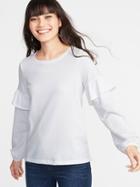 Old Navy Womens French Terry Ruffle-sleeve Sweatshirt For Women Calla Lilies Size S