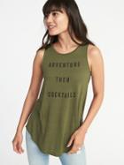 Old Navy Womens Luxe High-neck Graphic Swing Tank For Women Adventure Then Cocktails Size L