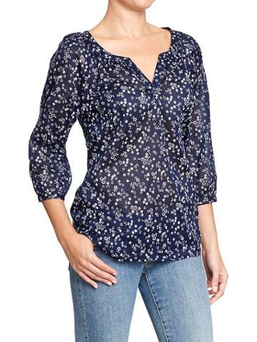 Old Navy Old Navy Womens Floral Boho Tops - Blue Floral