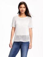 Old Navy Swing Mesh Sweater For Women - White