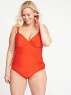 Old Navy Womens Smooth & Slim Plus-size Underwire Swimsuit Flame Show Size 3x