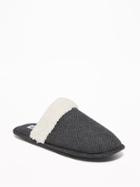 Old Navy Mens Sherpa-trim Mule Slippers For Men Heather Gray Herringbone Size S